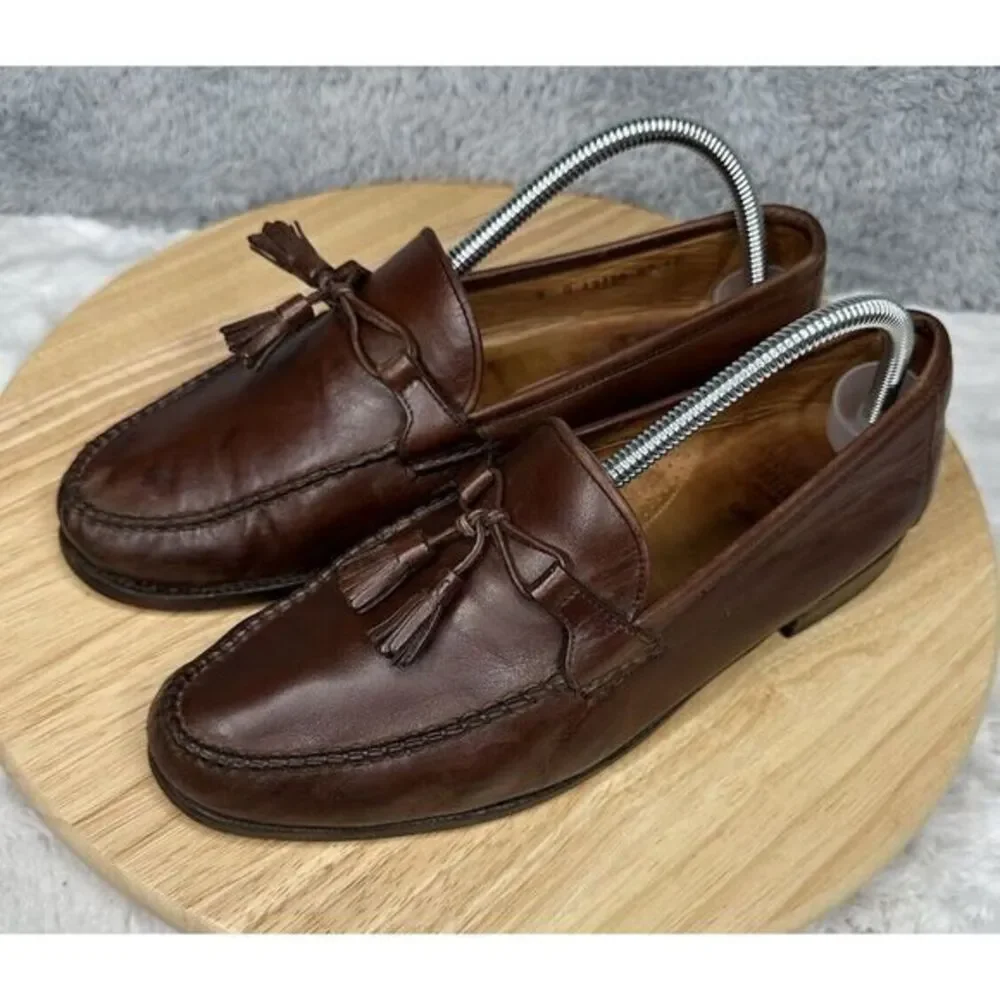 Allen‎ Edmonds Urbino Brown Calfskin Tassel Moccasins Loafers Men's Size 9 D